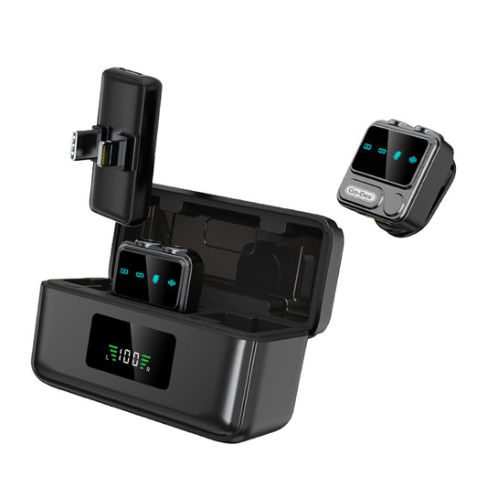 Go Des GD-WS307 2in1 Gürültü Engelleyici Özellikli Type-C ve Lightning Şarj Portlu Kablosuz Yaka Mikrofonu Siyah