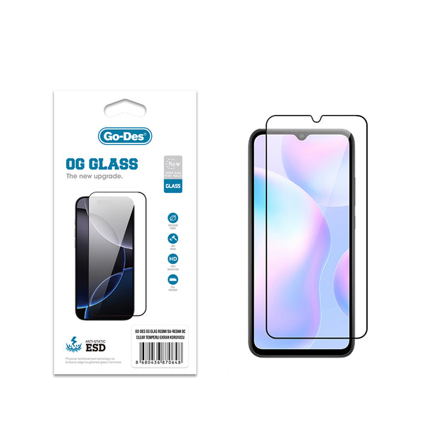 Xiaomi Redmi 9A Go Des OG Glass Antistatik Temperli Cam Ekran Koruyucu